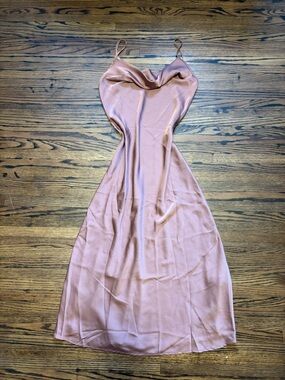 SHEIN Satin Slip Midi Dress in Blush Pink